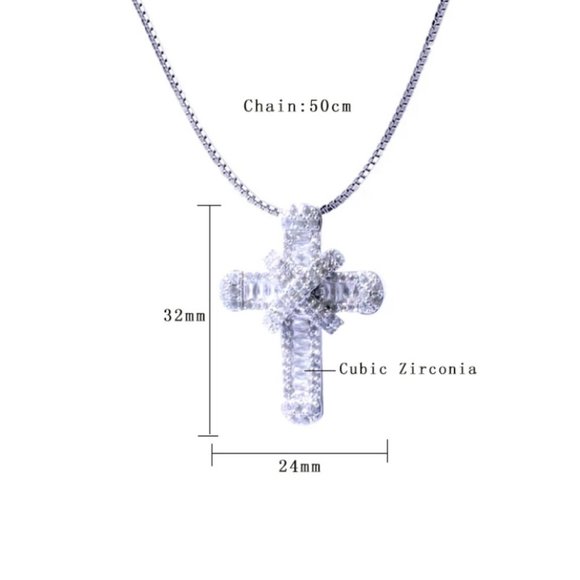 Cross Pendant CZ Zircon Crystal Necklace - Picture 7 of 9